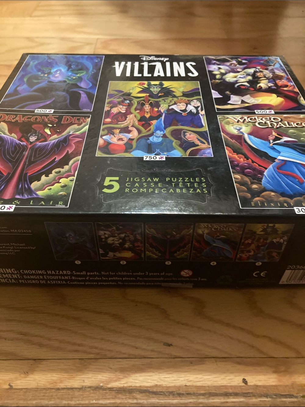 Disney Villains 5Puzzle Box - Black and Purple Artwork like new